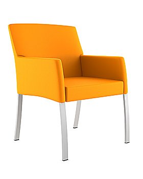 orange armchair isolated on white background with clipping path