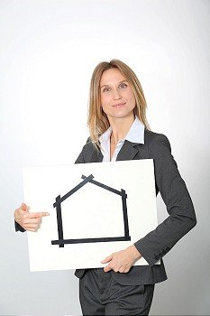 Business woman with a sign