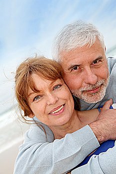 Portrait of senior couple at the beach