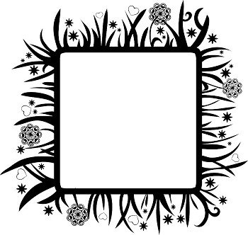 floral frame in black and white