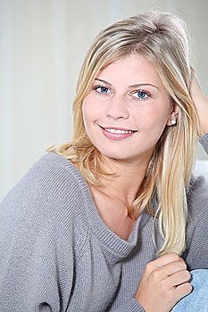 Smiling beautiful blond woman