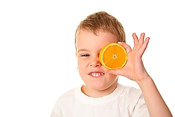 child with orange