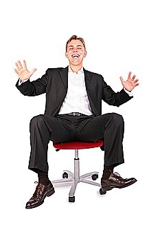 laughing  young person on  office chair
