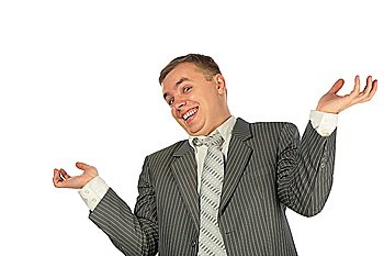 Surprised businessman on a white background