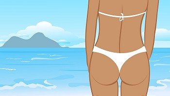 Illustration buttocks of young girl on summer sun background - vector