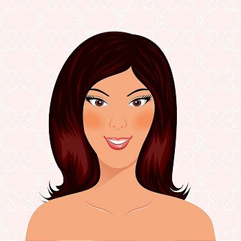 Illustration of portrait beautiful smiling girl isolated - vector