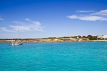 Cala Saona Formentera ibiza island sailboat anchor balearic Spain