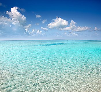 beach perfect white sand turquoise water balearic islands Spain