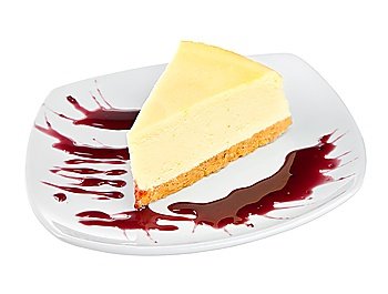 Dessert - sweet cheesecake on a white background