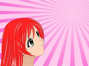 Anime girl on pink background