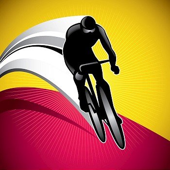 Designed background with bicycle driver