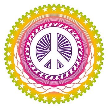 Modish emblem with peace symbol