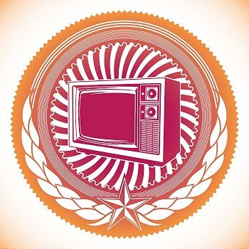 Modish emblem with retro tv
