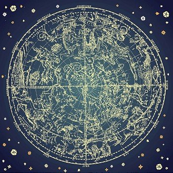 Vintage zodiac constellation of northen stars.