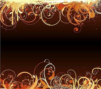 Vector illustration of brown funky Grunge futuristic background with shiny floral Decorative border