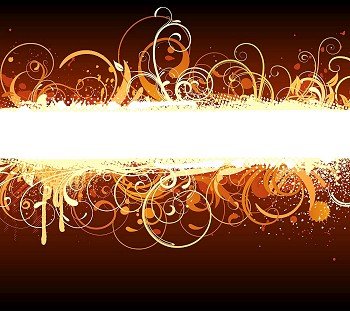 Vector illustration of brown funky Grunge futuristic background with shiny floral Decorative banner