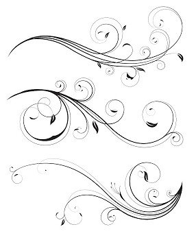 Vector set of swirling flourishes decorative floral elements