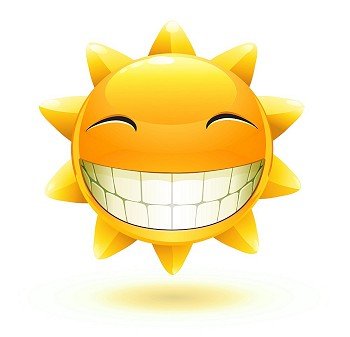 Vector illustration of cool cartoon happy summer sun