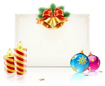 Vector illustration of shiny Christmas frame with golden bells, Christmas decoration and funky candles