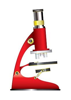 Red schools science microscope with three lens