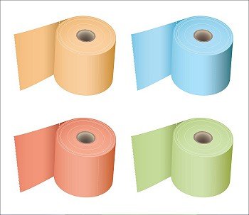 Colored toilet paper roll in a variety of subtle colours tissue