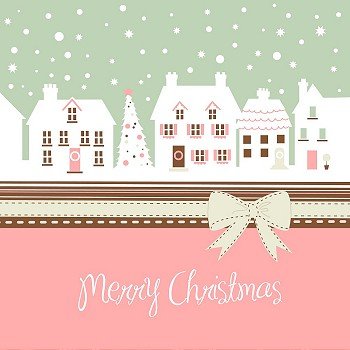 Christmas card, cute town at christmas time