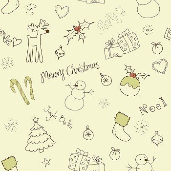 Christmas doodles. Seamless pattern