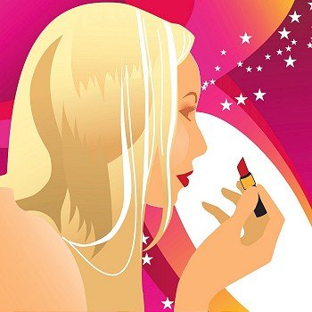 Make-up vector. Woman and red lipstick