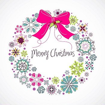Colourful Christmas wreath made from snowflakes