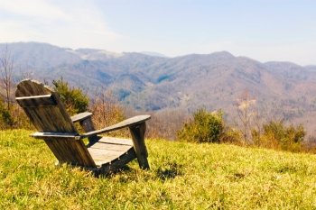Adirondack Chair Overlooking Mountains