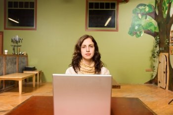 Woman Sitting Behind Laptop