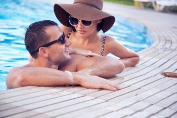 Couple at the pool.