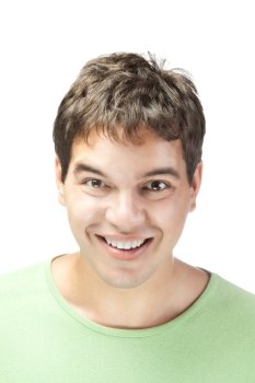 young smiling happy man isolated on white background