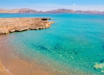 Alcudia in Mallorca la Victoria turquoise beach near s Illot from Balearic Islands
