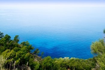 Mediterranean sea high view from Mallorca Deia Son Marroig