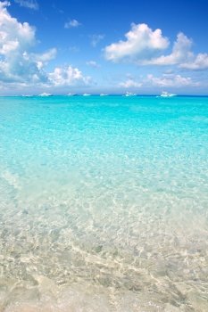 Illetes Formentera East tanga beach with tropical turquoise Mediterranean sea