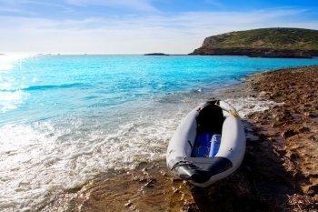 Ibiza cala Conta Conmte in San Antonio with kayak