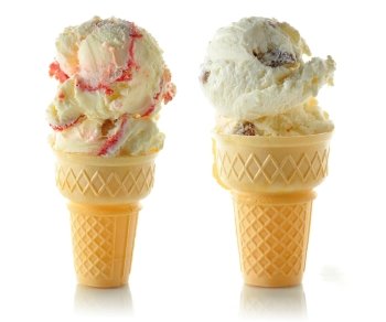 ice cream cons on white background