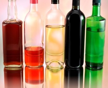 bottles with alcohol, close up