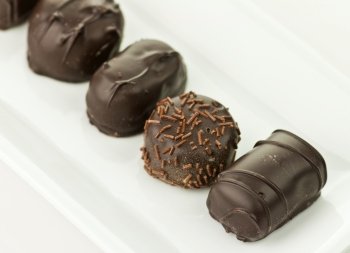 Assortment of chocolate candies ,close up shot
