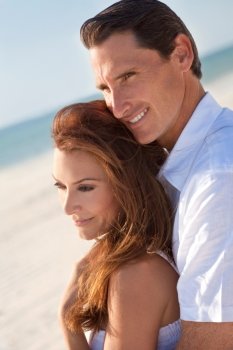 Romantic Couple Embracing on A Beach