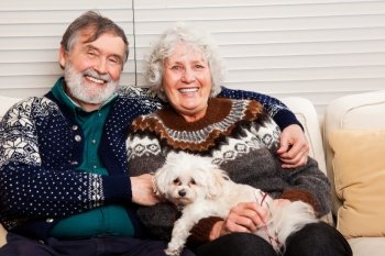A portrait of a happy senior couple at home