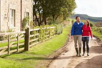 Couple on country walk