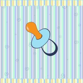 Cartoon vector illustration of  retro funky background with Cute infant pacifier