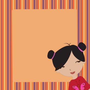 Vector Illustration of cool invitation frame with funky Young girl
