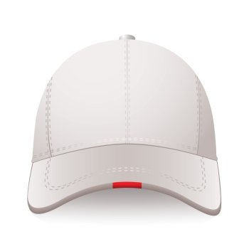 White sports cap with red label and room for your text