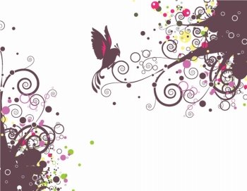 vector abstract floral with bird