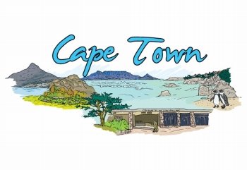 cape town doodles vector illustration