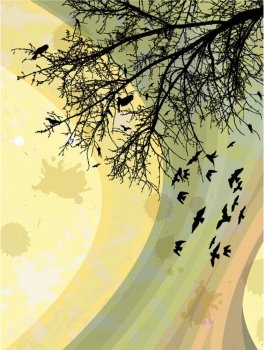 birds on a branch vector illustration