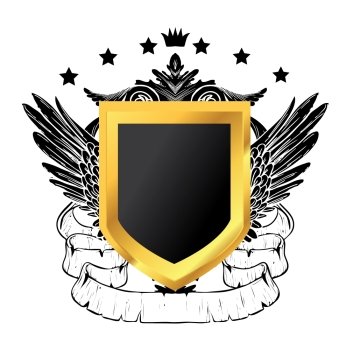 vintage gold emblem with shield